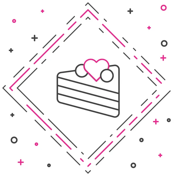 Line Wedding Cake Heart Icon Isolated White Background Happy Valentines — Stock Vector