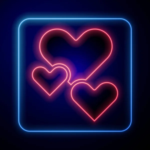 Светящийся Неоновый Значок Сердца Выделен Синем Фоне Романтический Символ Связанный — стоковый вектор