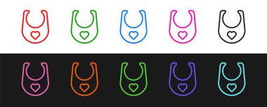 Bebek önlüğü simgesi siyah beyaz arkaplanda izole edildi. Vektör.