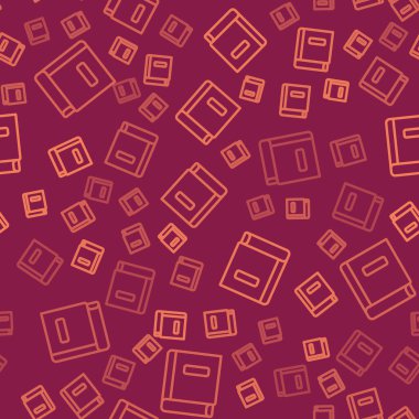 Kahverengi çizgi bilim kitabı ikonu kırmızı arkaplanda kusursuz desen izole etti. Vektör.