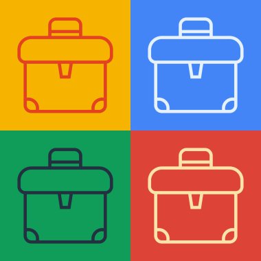 Pop Art Line Evrak Çantası simgesi renk arkaplanında izole edildi. İş ilanı. İş portföyü. Vektör.