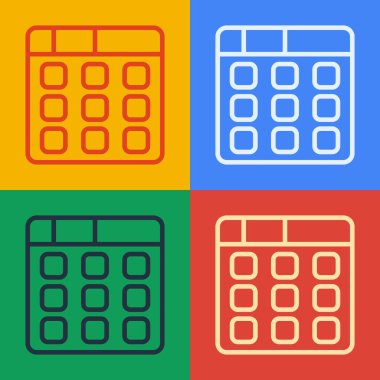 Pop Art Line Drum Machum müzik yapımcısı ikonu renk arkaplanında izole edildi. Vektör.