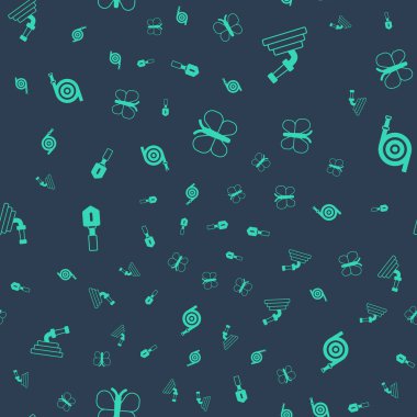 Kelebek, bahçe hortumu, kürek ve pürüzsüz desen ayarlayın. Vektör.