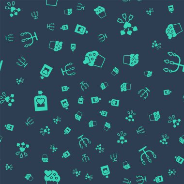 Düğün pastası Amour 'u kalp, ok, parfüm ve şamdanla kusursuz bir düzene sokun. Vektör.