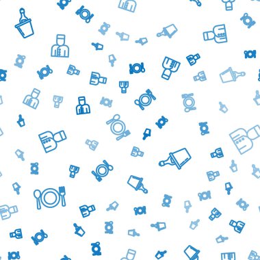 Tabak, çatal ve bıçak, buz kovasında şampanya ve pürüzsüz şablon. Vektör.