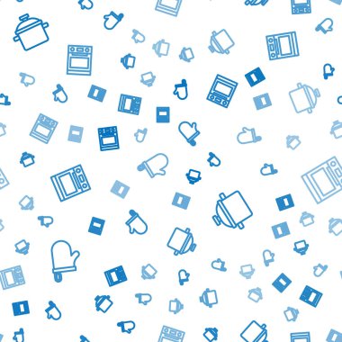 Fırın eldiveni, tencere ve dikişsiz desen. Vektör.