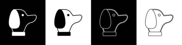 Setzen Sie Das Hundesymbol Isoliert Auf Schwarzem Und Weißem Hintergrund — Stockvektor