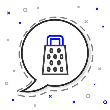 Çizgi Grater simgesi beyaz arkaplanda izole edildi. Mutfak sembolü. Mutfak aletleri. Çatal bıçak seti. Renkli taslak konsepti. Vektör