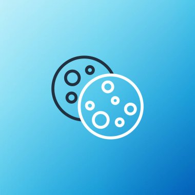 Çizgili Kurabiye ya da bisküvi. Mavi arka planda çikolata ikonu var. Renkli taslak konsepti. Vektör