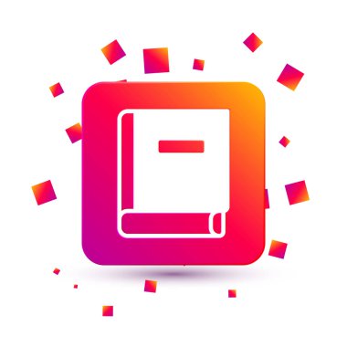 Beyaz Bilimler kitabı simgesi beyaz arkaplanda izole edildi. Kare renk düğmesi. Vektör