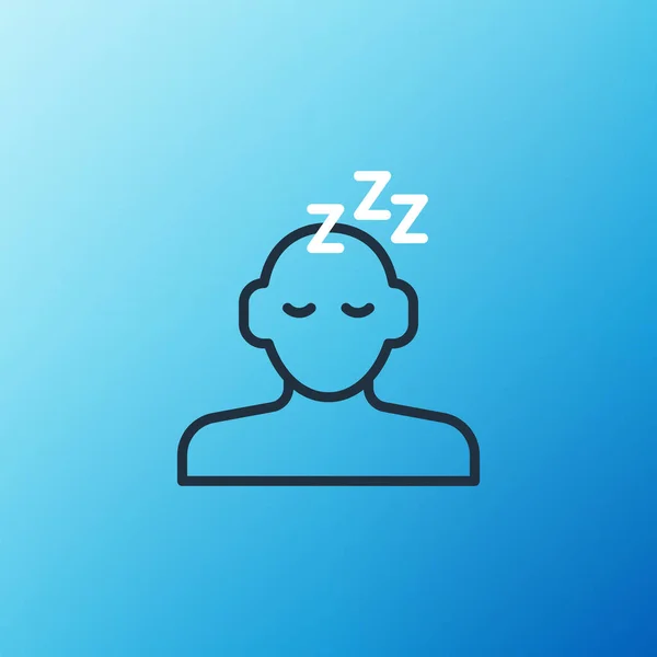 Icono Line Dreams Aislado Sobre Fondo Azul Dormir Descansar Soñar — Vector de stock
