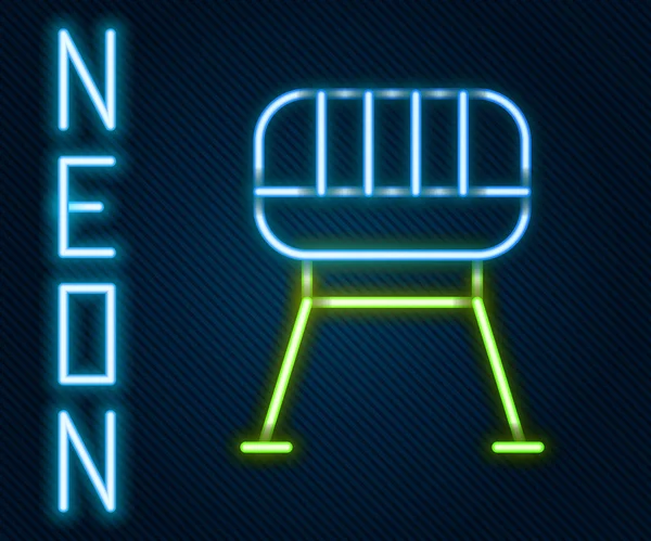 Ligne Lumineuse Néon Barbecue Icône Grill Isolé Sur Fond Noir — Image vectorielle