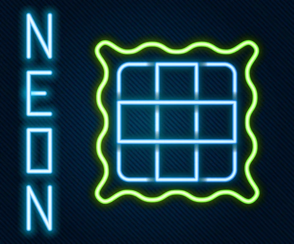 Glödande Neon Linje Checkered Servett Ikon Isolerad Svart Bakgrund Färgstarkt — Stock vektor