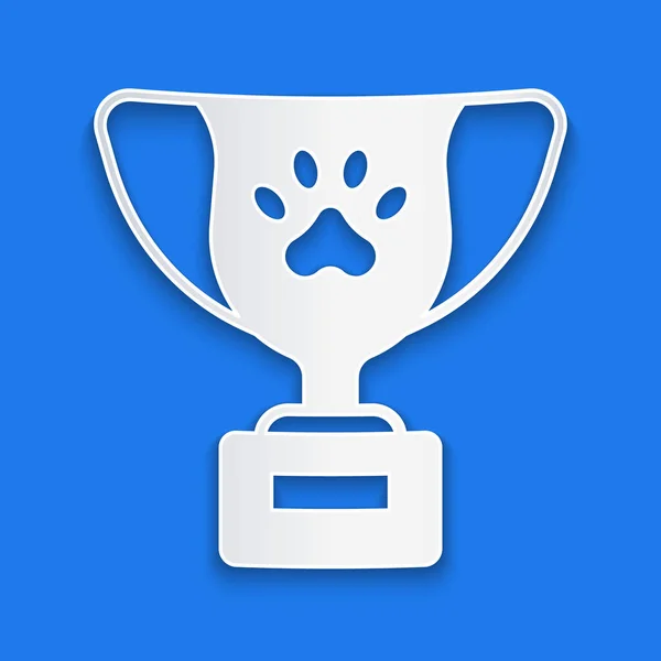 Carta Tagliata Icona Simbolo Pet Award Isolato Sfondo Blu Medaglia — Vettoriale Stock