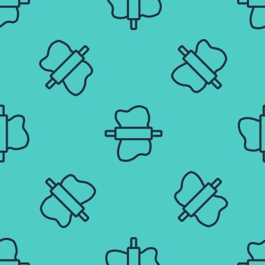 Mangır simgesinin üzerindeki siyah çizgili iğne yeşil arka planda izole edilmiş pürüzsüz desen. Vektör.