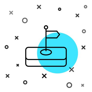 Beyaz arkaplanda siyah çizgi simgesi izole edildi. Yer belirleyici sembol. Rastgele dinamik şekiller. Vektör