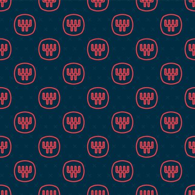 Red line Gear shifter icon isolated seamless pattern on black background. Manual transmission icon.  Vector