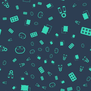 Yastık, spor büyüteci, gözlük ve hapları pürüzsüz bir şekilde yerleştirin. Vektör