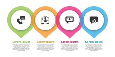 Telefon görüşmelerini 24 saat destekleyin. Stacks 'ın kağıt para desteğini ve... Ticari bilgi şablonu. Vektör.