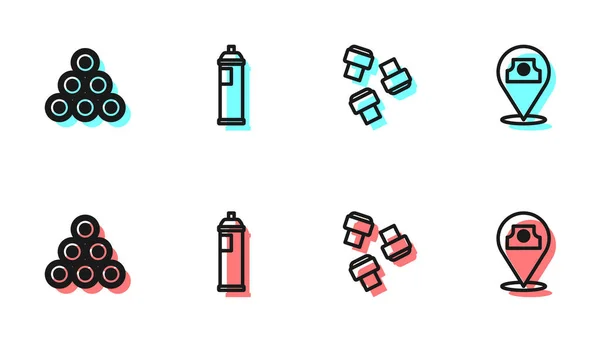 stock vector Set line Marker pen attachment, Paint spray can, and icon. Vector.