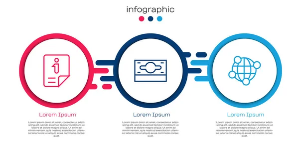 stock vector Set line Information Stacks paper money cash and Global technology. Business infographic template. Vector.