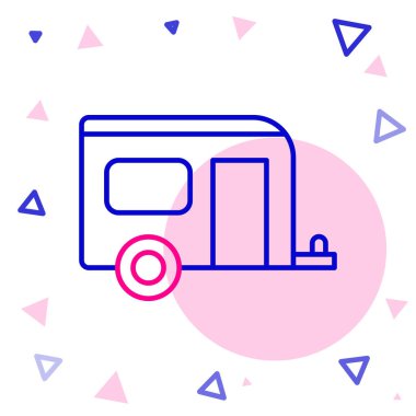 Rv Kamp karavanı simgesi beyaz arkaplanda izole edildi. Gezici ev, karavan, yolculuk için ev karavanı. Renkli taslak konsepti. Vektör.