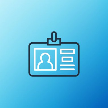 Mavi arkaplanda hat tanımlama simgesi izole edildi. Sunum için, şirketin kimliği için, reklam için kullanılabilir. Renkli taslak konsepti. Vektör.