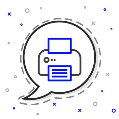 Çizgi Yazıcı simgesi beyaz arkaplanda izole edildi. Renkli taslak konsepti. Vektör.