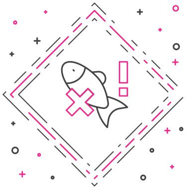 Beyaz arkaplanda hiçbir balık simgesi izole edilmedi. Renkli taslak konsepti. Vektör.