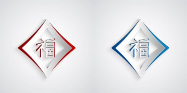 Paper cut Chinese New Year icon isolated on grey background. Paper art style. Vector.