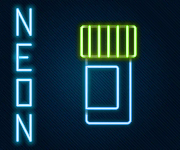 Glödande Neon Line Medicin Flaska Och Piller Ikon Isolerad Svart — Stock vektor