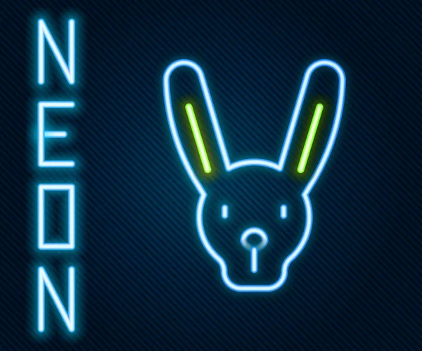 Glowing Neon Line Rabbit Ears Icon Isolated Black Background Magic — Stock Vector