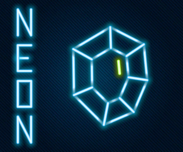 Zářící Neonové Linie Drahokam Kámen Ikona Izolované Černém Pozadí Symbol — Stockový vektor