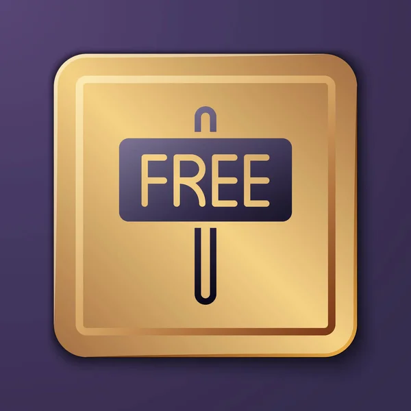 Фиолетовый Значок Free Выделен Фиолетовом Фоне Золотая Квадратная Кнопка Вектор — стоковый вектор
