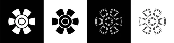Иконка Set Sun Выделена Черно Белом Фоне Вектор — стоковый вектор