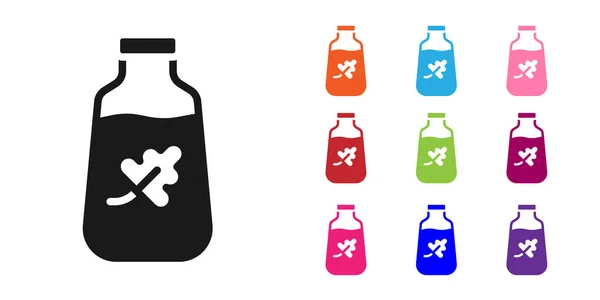 Icono Botella Aceite Esencial Negro Aislado Sobre Fondo Blanco Esencia — Vector de stock