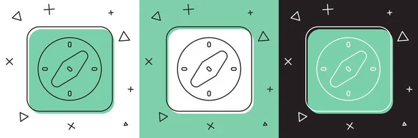 Icône Boussole Isolée Sur Fond Blanc Vert Noir Windrose Symbole — Image vectorielle