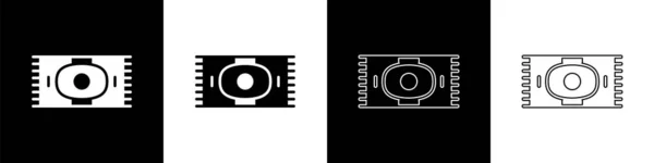 Set Icône Tapis Classique Isolé Sur Fond Noir Blanc Vecteur — Image vectorielle