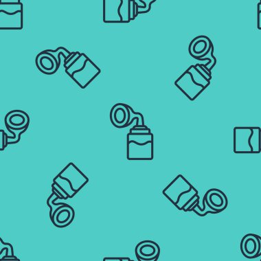 Siyah çizgi göğüs pompası ikonu yeşil arka planda izole edilmiş pürüzsüz desen. Vektör.