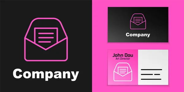 Roze Lijn Mail Mail Icoon Geïsoleerd Zwarte Achtergrond Envelop Symbool — Stockvector