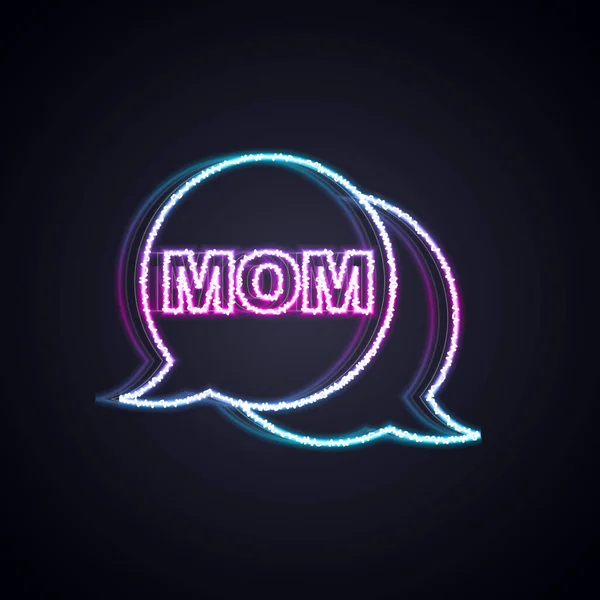 Leuchtende Leuchtschrift Speech Bubble Mama Symbol Isoliert Auf Schwarzem Hintergrund — Stockvektor
