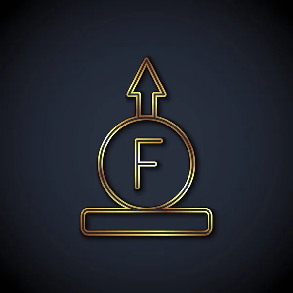 Línea Oro Fuerza Fórmula Física Icono Cálculo Aislado Sobre Fondo — Archivo Imágenes Vectoriales