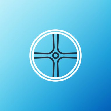 Hat bisikleti tekerleği simgesi mavi arkaplanda izole edildi. Bisiklet yarışı. Olağanüstü bir spor. Spor malzemeleri. Renkli taslak konsepti. Vektör