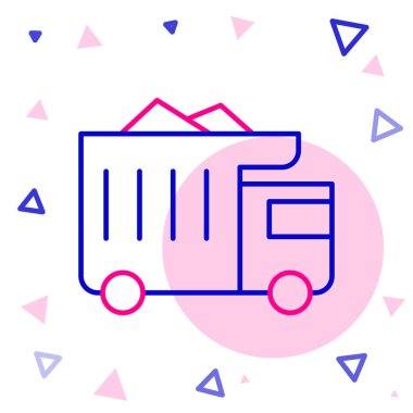 Büyük sanayi maden kamyonu ikonu beyaz arka planda izole edildi. Büyük araba. Renkli taslak konsepti. Vektör