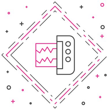 Beyaz arkaplanda izole edilmiş çizgi sismografı simgesi. Deprem analog sismografı. Renkli taslak konsepti. Vektör