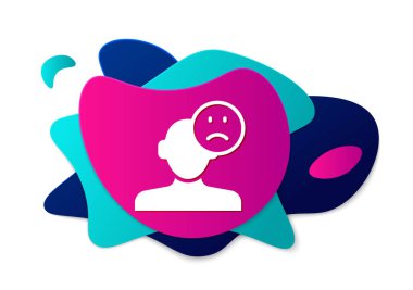 Renk bozukluğu ve depresif adam, kötü ruh hali ikonu beyaz arka planda izole edilmiş. Sıvı şekilli soyut pankart. Vektör