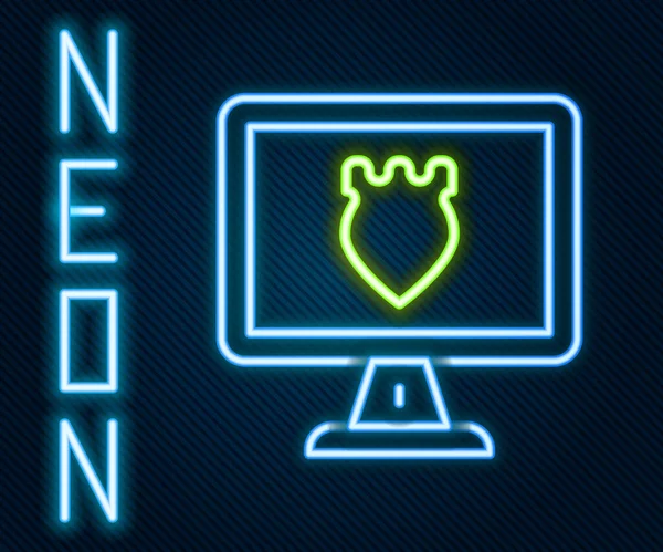 Zářící Neonová Linie Ikona Policejní Databáze Izolovaná Černém Pozadí Policejní — Stockový vektor
