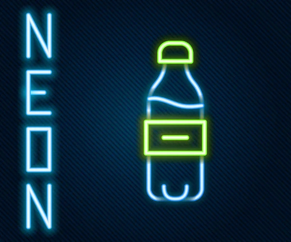 Línea Neón Brillante Icono Botella Agua Aislado Sobre Fondo Negro — Vector de stock