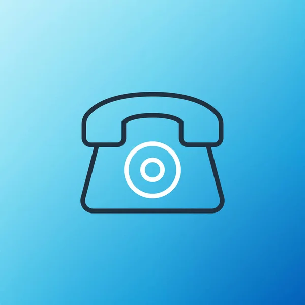 Línea Teléfono Horas Icono Soporte Aislado Sobre Fondo Azul Centro — Archivo Imágenes Vectoriales