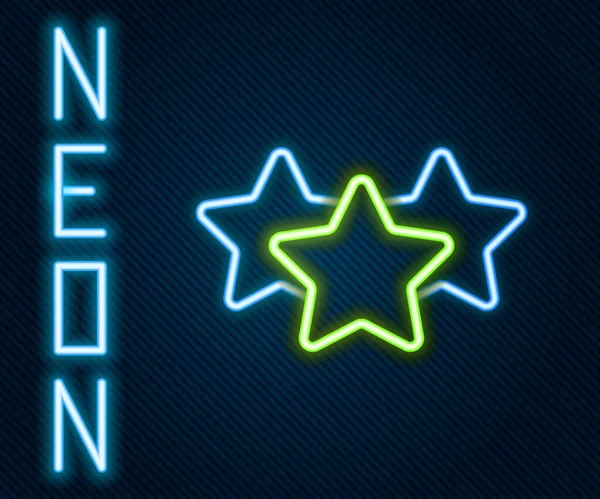 Lumineux Néon Ligne Cinq Étoiles Évaluation Produit Client Icône Examen — Image vectorielle